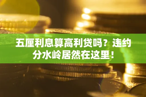 武汉五厘利息算高利贷吗？违约分水岭居然在这里！